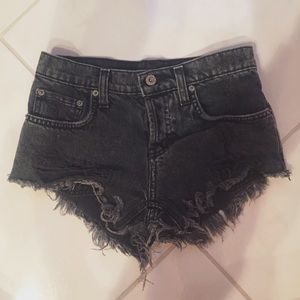 LF Black denim wash shorts
