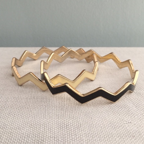 Black and cream chevron stacking bracelets