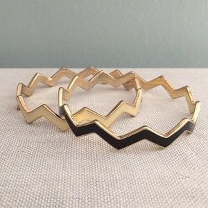 Black and cream chevron stacking bracelets