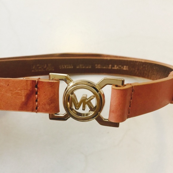 Michael by Michael Kors Tan MK logo buckle belt