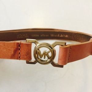 Michael by Michael Kors Tan MK logo buckle belt