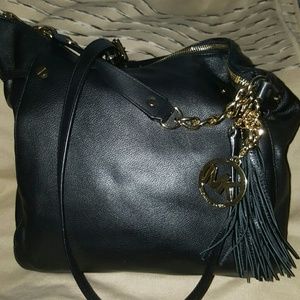Michael Kors Black Leather and Gold Hardware Purse