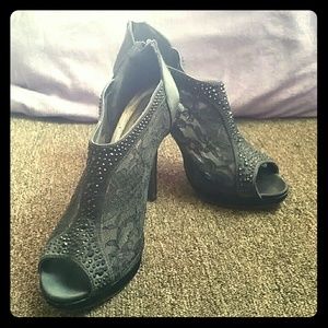 Black lace booties