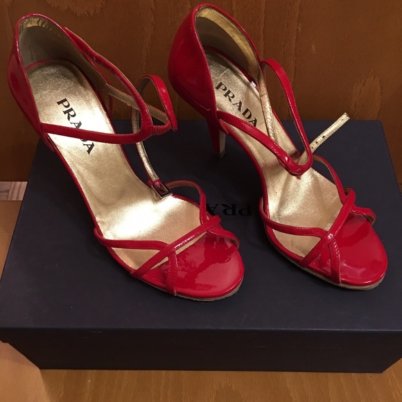 Prada red sandals 36.5 - Picture 2 of 3