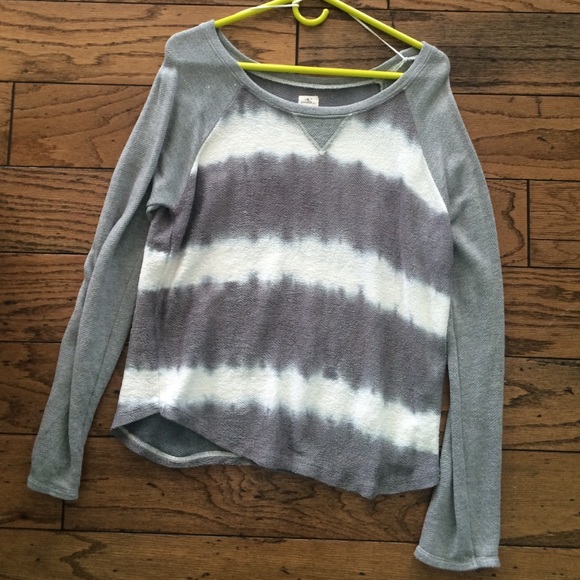 Grey and white oneil long sleeve sweater/shirt