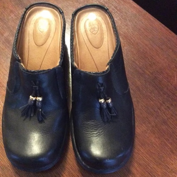 Ariat Shoes - Ariat Mendocino Black Leather Clogs Slides Slip On