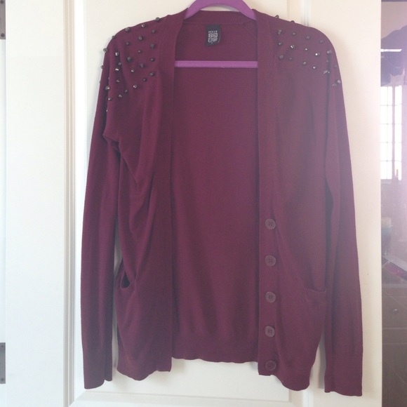 Studded shoulder sweater