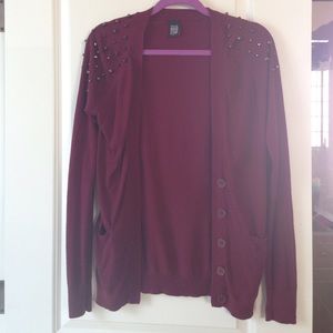 Studded shoulder sweater