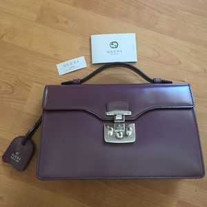 New Gucci maroon purple hand bag with Padlock