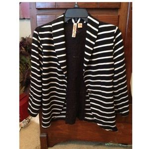 Eyeshadow black and white stripped cardigan.