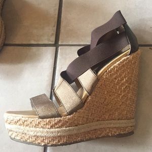 Bronze and Brown wedges. Super comfortable!