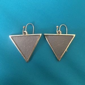 Grey and gold triangle earrings
