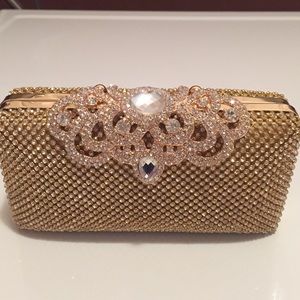 Fawziya Gold evening Bag