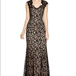 Tadashi Shoji Black Lace Contrast Gown