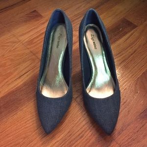 Blue denim heels