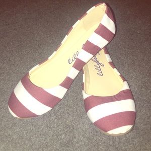 Maroon Striped Flats