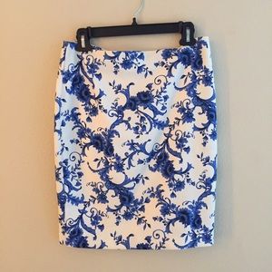 Blue and white floral skirt!