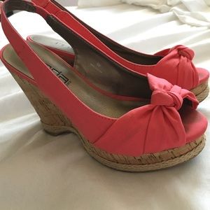 Coral wedges size 6 worn twice good condition.