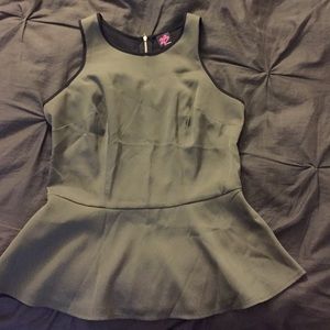 Olive green peplum blouse