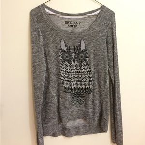 Grey salt and pepper Owl Sweater Bethany Mota