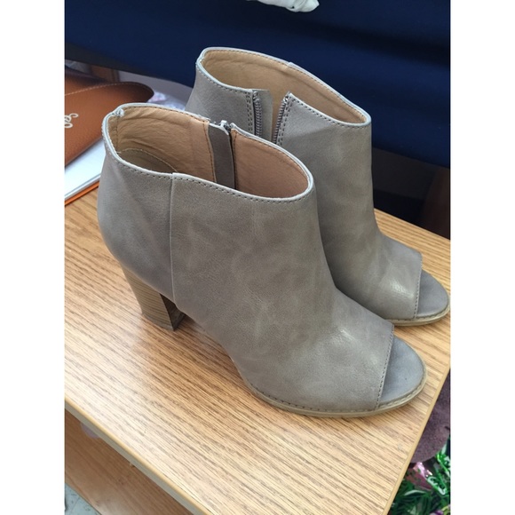 Stone colored open toe booties