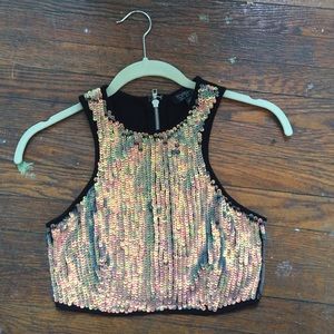 Topshop Sequined Crop Top