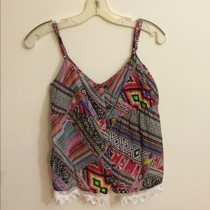 Printed/Lace tank top