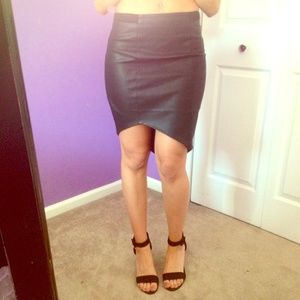 Bardot Faux Leather Asymmetrical Pencil Skirt