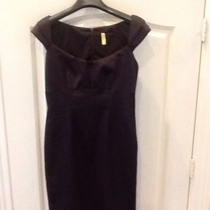 David Meister Brown Silk Satin Cocktail Dress