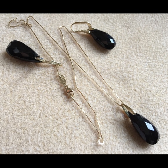 💕SOLD💕14k Italian Gold Onyx Necklace Set