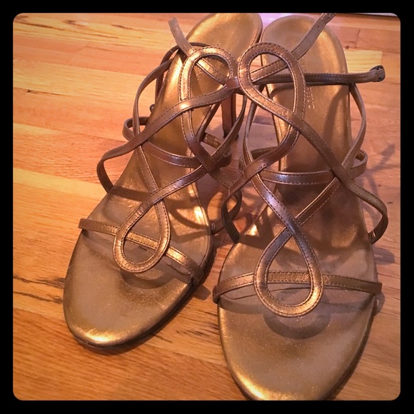 Bronze metallic evening strappy sandals