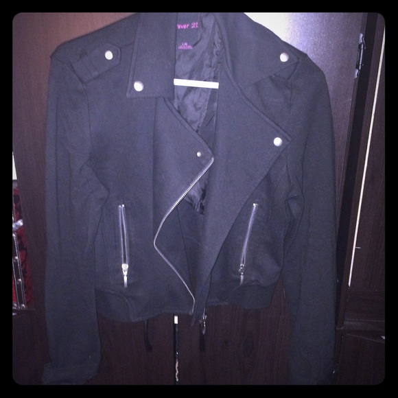 Cropped cotton moto jacket