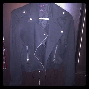 Cropped cotton moto jacket