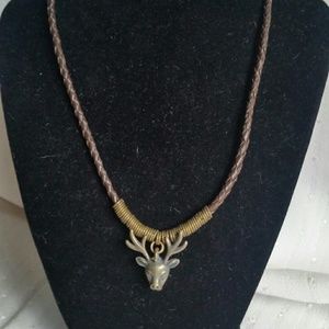 Leather and deer necklace