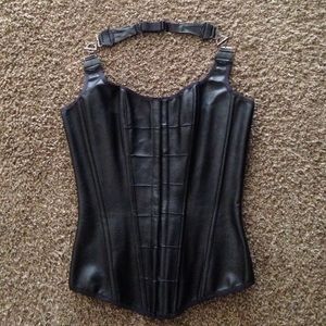 Black Faux Leather Corest