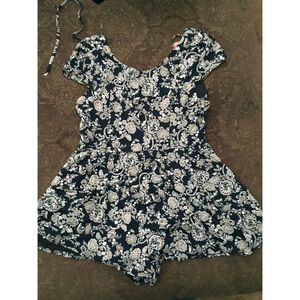 Navy & Taupe Paisley Romper