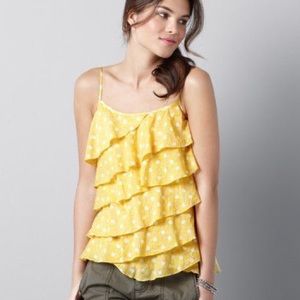 LOFT yellow ruffle tank top!