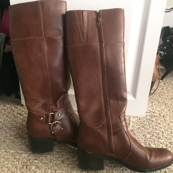 Brown leather boots