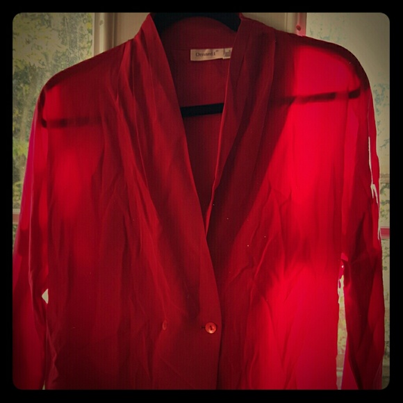 Red silk blouse - fits small
