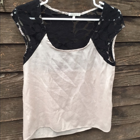 Champagne blouse with black lace back