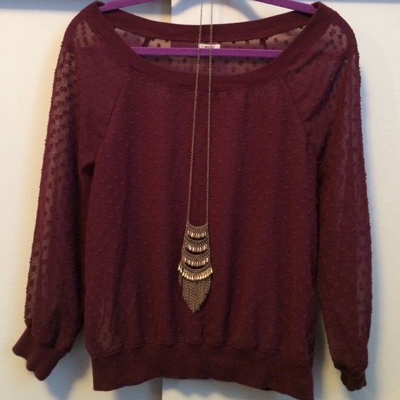 Red See through, long sleeve shirt/sweater