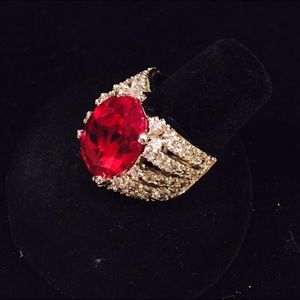 Ruby colored fashion ring