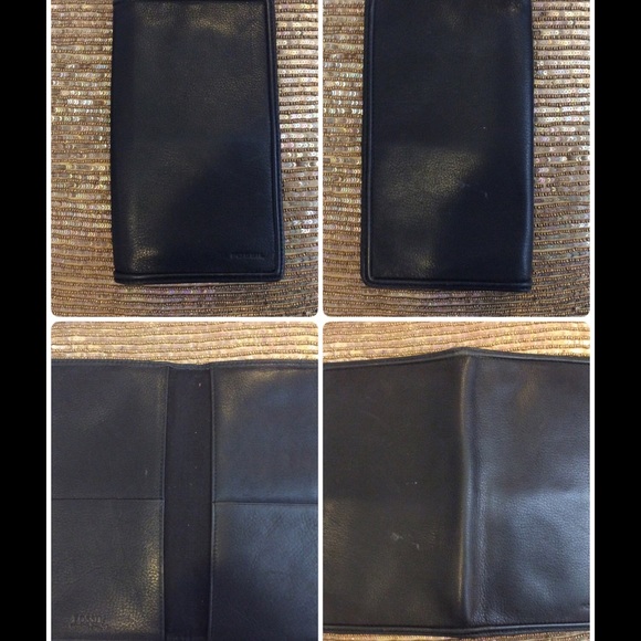 Men's Fossil Black Leather Passport Wallet