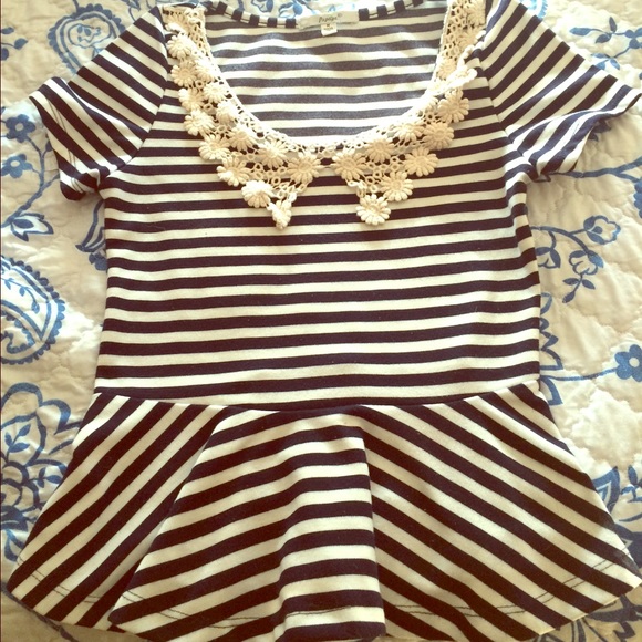 Striped Peplum Top - Picture 1 of 3