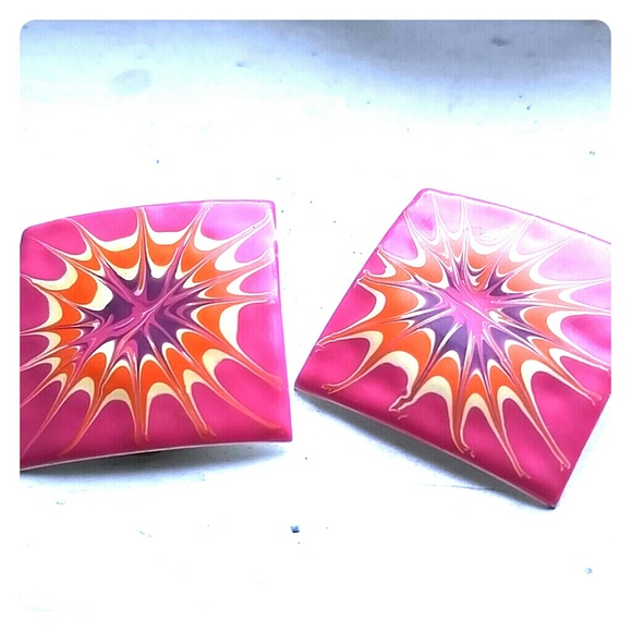 ❤Vintage enamel splatterpaint clipons