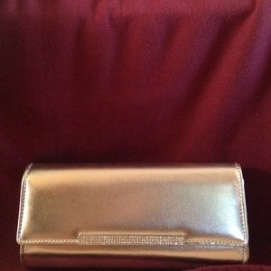 ALDO Silver metallic clutch with silver chain