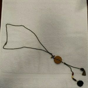 Dark brass long chain necklace