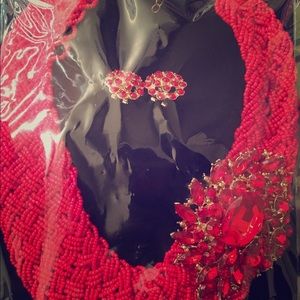 Red Necklace & Earrings