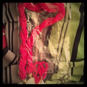 Pink Earrings W/ Necklace