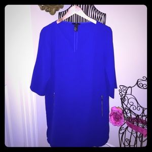 V Neck Zipper Detail Dress